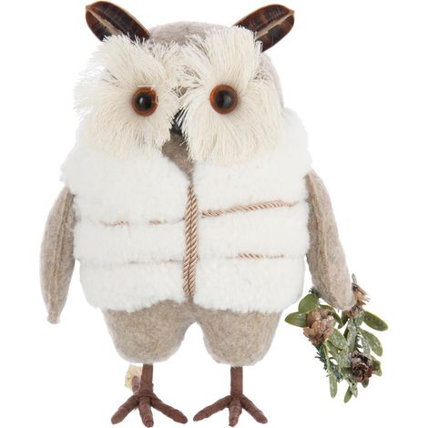 Statuette Hibou "Manteau" 24cm Multicolore