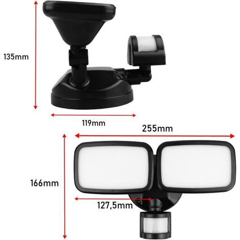 Lámpara LED de pared Maclean, con sensor PIR, 20 W, 1500 lm, IP65, blanco neutro 4000 K, negra, MCE524 B (1/5)