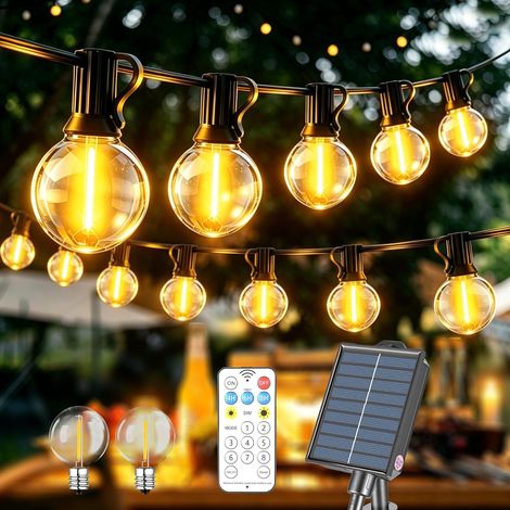 20M LED Guirlande Lumineuse Exterieure Solaire, Guirlande Solaire Remote Guirlande Exterieur Lumineuse Guinguette Exterieur avec Télécommande IP44 Étanche pour Jardin Terrasse Balcon Mariage (1/5)