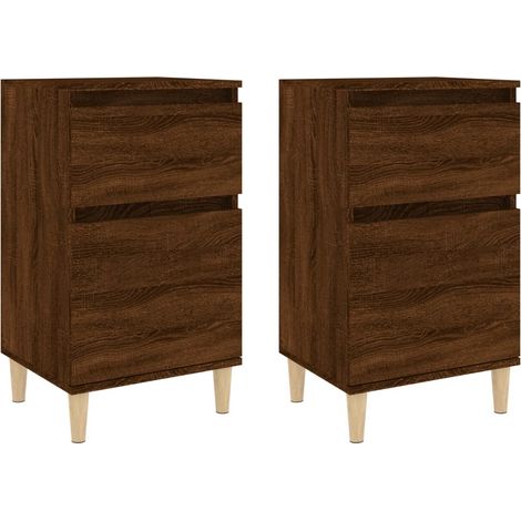 Lot de 2 Tables de Chevet, Tables de nuit, pour Chambre Salon Couloir, chêne marron 40x35x70 cm OIB5999E (1/5)