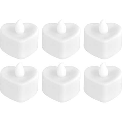 6 lampes LED en forme de cœur pour bougies, décoration de table pour mariage, fête et vacances, pack de 6 pièces. (1/5)