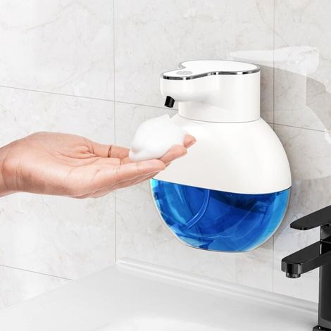 Berührungsloser Seifenspender (Weiß), 400 ml Schaum-Handwaschspender, Di (1/4)