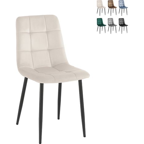 Set di 4 sedie in tessuto effetto velluto beige (1/5)