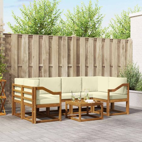 Outdoor-Sofagarnitur mit Kissen 7 pcs Natur und Creme (1/5)
