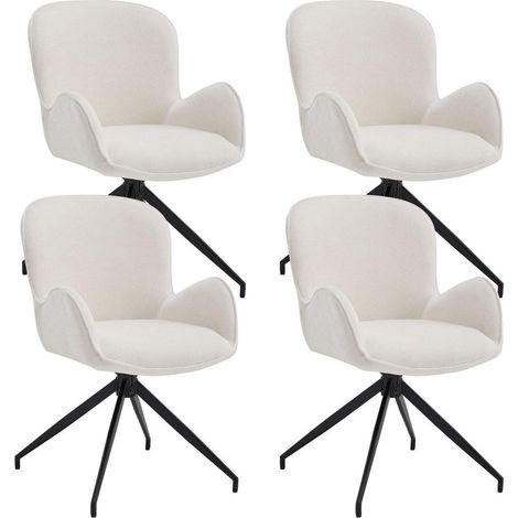 Esszimmerstühle 4er Set drehbar, gepolstert, Chenille, Weiß (1/5)