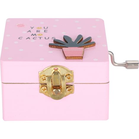 Boîte à musique en bois, cadeau pour étudiants, mécanisme à manivelle de haute précision, décoration de bureau (rose) (1/5)