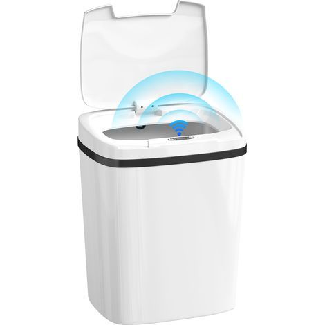 Poubelle automatique 15L avec capteur de mouvement sans contact - Blanc - 27,6x21,4x33,5 cm (1/5)