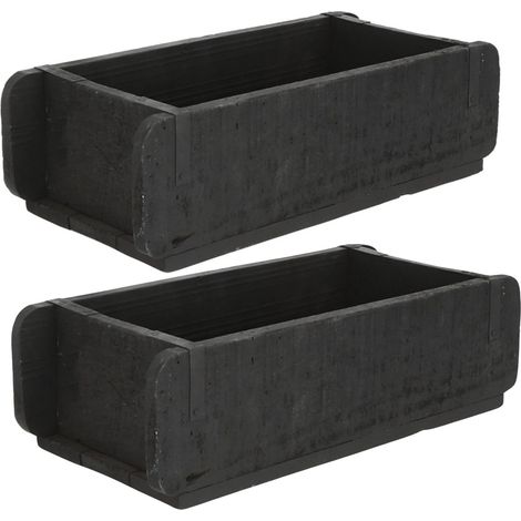 Novaliv 2x Boîte en bois Vintage Noir 30 x 15 x 10 cm Forme de brique ancienne Bois UNE CHAMBRE Boîte polyvalente en vieux bois recyclé Chaque forme