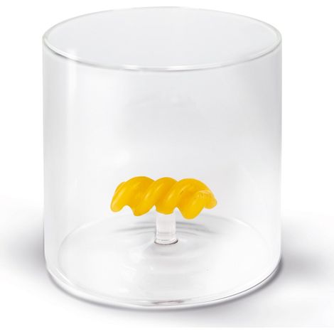 WD LifeStyle Bicchiere Vetro Borosilicato Cc 250 ml Decoro Pasta Fusillo (1/2)