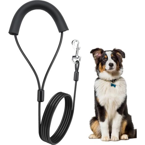 Laisse pour chien - Résistante aux morsures - Pour l'entraînement des grands et petits chiens - 1,5 m - Noir (1/5)