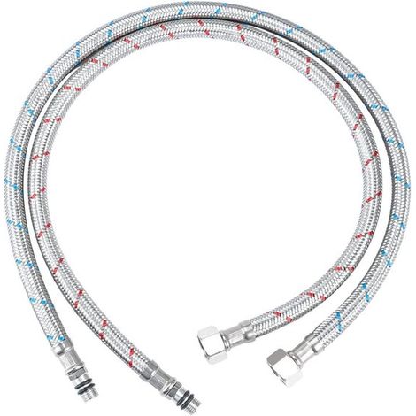 Raccordi per tubo flessibile, set da 2 pezzi, lunghezza 60 cm, raccordi per rubinetto in acciaio inox da 3/8 di pollice, prolunghe universali per vasca da bagno e cucina, materiale resistente. (1/5)