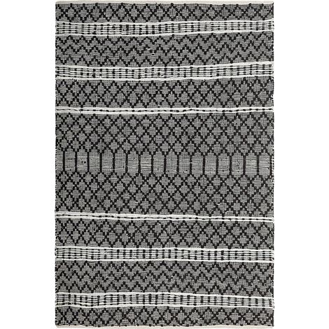 Tappeto in pelle nero/beige 140 x 200 cm Fehimli