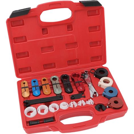 Kit de déconnexion rapide universel de 26 pièces pour conduites de carburant et climatisation de véhicules (1/5)