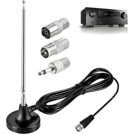 Antenne DAB, antenne intérieure pour téléviseurs, antenne FM télescopique de 36 cm, 75 ohms, compatible avec les récepteurs radio FM stéréo (1/5)