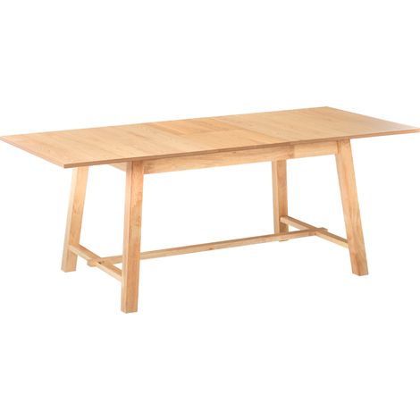 Mesa de comedor extensible tablero rectangular chapado acabado natural patas de madera maciza 160/200 x 90 cm fresno claro Barnes (1/5)