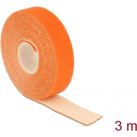 Delock Cinta de gancho y bucle en rollo LA 3 m x AN 20 mm naranja