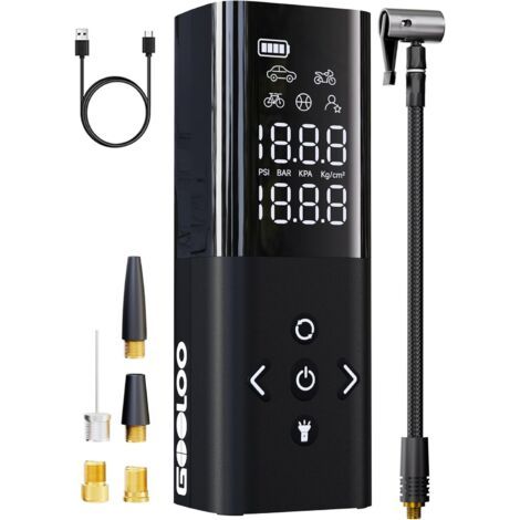 AP150 Gonfleur Pneus Voiture Compresseur À Air Portatif, 150 PSI avec Affichage Numérique Double Valeur Electrique Mini De Intelligent Un Clic - (1/5)
