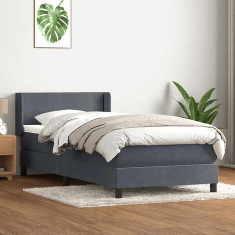 Boxspringbett mit Matratze Dunkelgrau 80x210 cm Samt