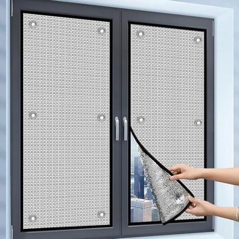 Aluminisierte Wärmeisolierung Isolierfolie für Fenster, 99% Sonnenschutzfolie Rückstandslose Doppelte Verdunkelungs Fenster Folie (Silvery 90x100cm) (1/5)