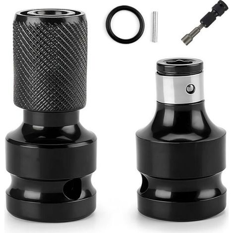 Lot de 2 Adaptateurs de Douille, 1/2 à 1/4" Adaptateur à Clique Adaptateur Douille Embout Cle a Choc pour Clé à Cliquet à Impact et Douill e de Porte-Embout de Tournevis (Noir) (1/4)