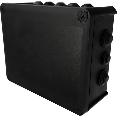 Boîte de dérivation étanche en saillie, presse-étoupes, couvercle à visser 240x190x95mm IP66 noir EDO Technic