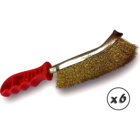 Brosse à main métallique convexe  Modèle SKRIB - Lot de 6 - Acier laitonné