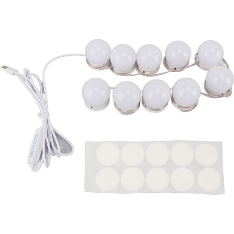 Luces De Aseo Led - 10 Bombillas Regulables - 3 Temperaturas De Color - Alimentación USB - Para Espejo De Maquillaje Y Baño (1/5)