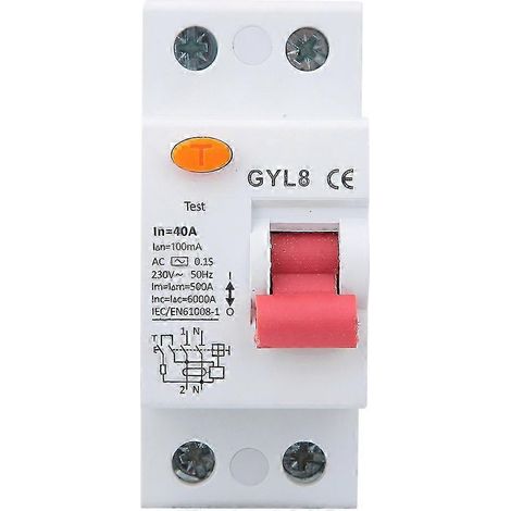 Disjoncteur différentiel 2P 40A 230VAC Protection de fuite à la terre pour équipement électrique, interrupteur automatique 25A/40A/63A, discontacteur modulaire (1/3)