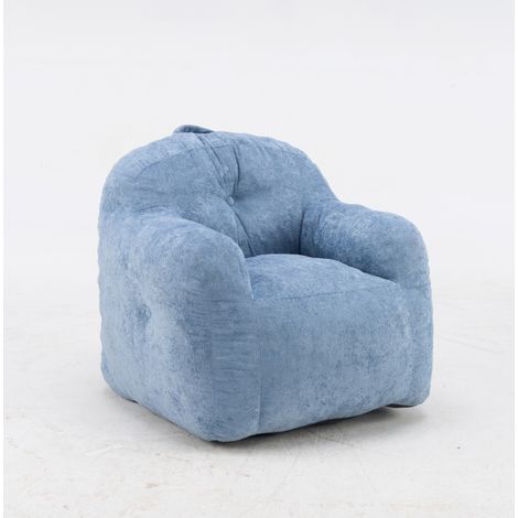 Poltrona bean bag blu in faux fur con braccioli e imbottitura in schiuma sminuzzata (1/5)