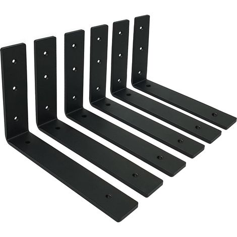 Lot de 6 Equerre Etagere Murale, Supports Pour étagères Lourdes Industrielles, Equerre Charge Lourde, Supports en L, 5 mm d'épaisseur avec Vis (25 cm) (1/5)