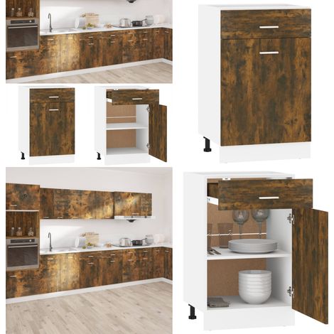 Mueble bajo con cajón "Lyon" roble ahumado 50x46x81,5 cm Madera de ingeniería - Almacenamiento cocina - Cajón cocina