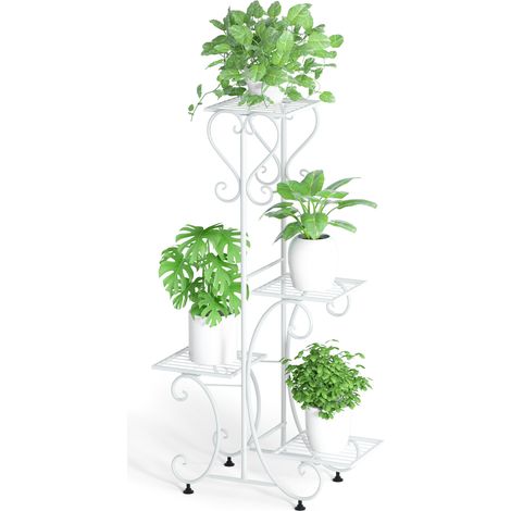 4 Tier Metal Plant Pot Stand Flower Display Shelf Garden Balcony Outdoor Indoor (1/5)