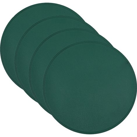 Placemat Cuir Rond - Diamètre 20 cm - Protection Table Cuisine et Salle à Manger - Résistant aux Rayures et Éclaboussures - Lot de 4 (1/5)