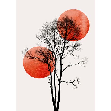 Papier peint panoramique japonais pour chambre Tapisserie panoramique rouge, beige et noire Papiers peints panoramiques tendances (1/2)