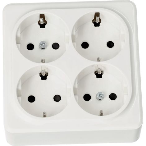 Jandei - Cuádruple Enchufe Schuko Superficie Policarbonato Blanco