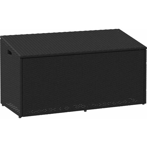vidaXL Garden Storage Box Black 110x50x58 cm Poly Rattan