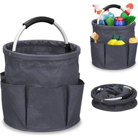 1 Panier Rangement Pliable, 6 Poches Extérieures, Tissu Oxford 600D, Imperméable, Pour Produits Ménagers