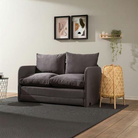 Canapé-lit d'appoint en tissu gris foncé, 2 personnes ORURO (1/5)
