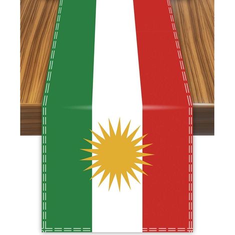 Tischläufer mit kurdischer Flagge, 30x180 cm, Samt, für drinnen & draußen