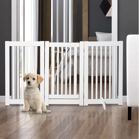 Barriera protettiva per cani 155x76 cm in MDF bianco pieghevole da interno FLORAGRACE (1/5)