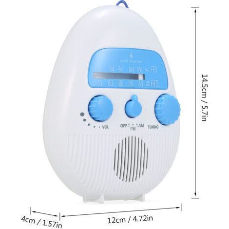 Radio FM sans fil étanche pour salle de bain, radio AM/FM portable pour la douche, haut-parleur intégré, radio numérique à piles (1/3)