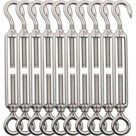 Oeil De Tendeur M5 Crochet Acier Inoxydable 10 Pièces Pour Fil Jardin Clôture Éclairage Extérieur Suspendu (1/4)