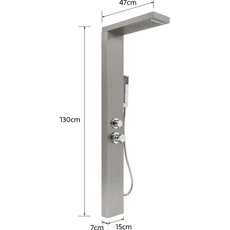Sifree – Colonne de douche encastrée en inox brossé – Système multifonction avec pomme haute – 4 jets : pluie, cascade, massage, main – 15x47x130cm (1/3)