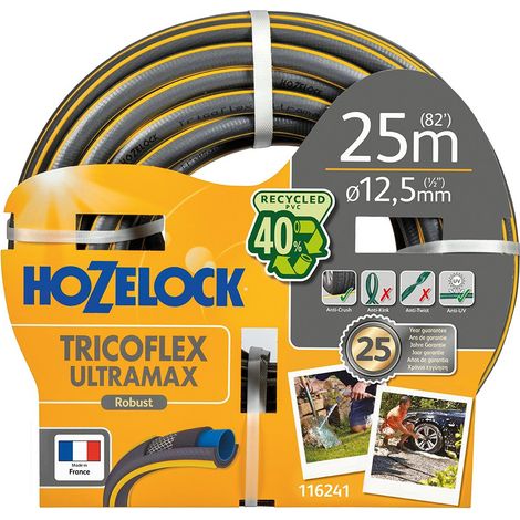 Ultramax Anti-Quetsch-Gartenschlauch für den Hausgebrauch, Durchmesser 15 mm, 25 m, grau, gelb HOZELOCK