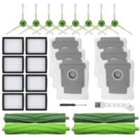 Kit d’accessoires universel pour robots aspirateurs Roomba i8+, E5, i7, i6, i3, 690, 675, 650 et modèles compatibles – filtres, brosses latérales, brosses centrales, roues et pièces de rechange (1/4)