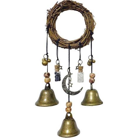 Carillon magique à vent « Cloches de sorcière », pendentif décoratif sur le thème de la sorcellerie, pendentif suspendu en quartz cristal (1/5)