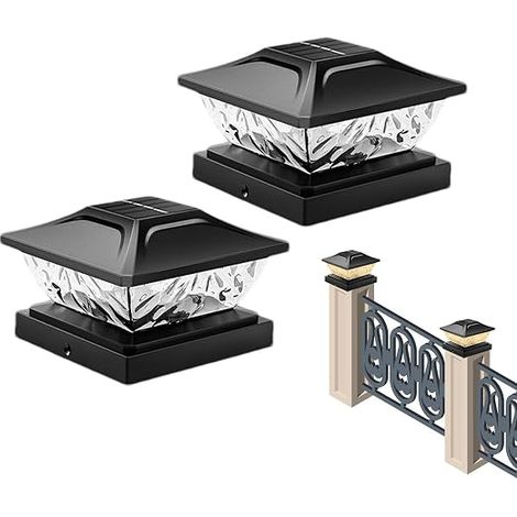 Éclairage extérieur solaire pour clôtures, éclairage solaire pour poteaux de clôture éclairage solaire pour poteaux de portail, éclairage extérieur solaire étanche, lot de 2 lampes LED décoratives so (1/5)