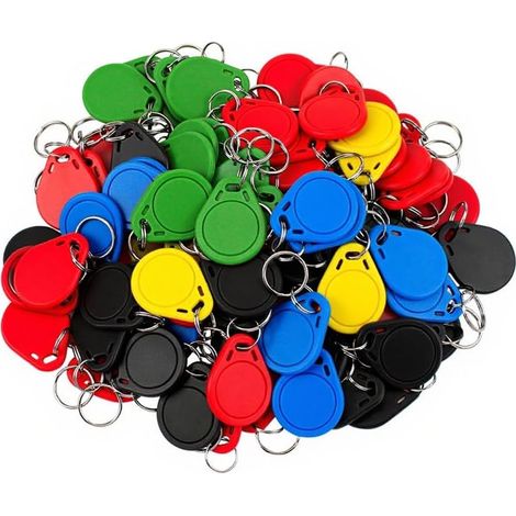 Lot de 100 cartes RFID colorées IC, 13,56 MHz, jeton de clé de proximité pour système de contrôle d'accès intelligent de serrure de porte, lecture seule, non inscriptible (1/5)