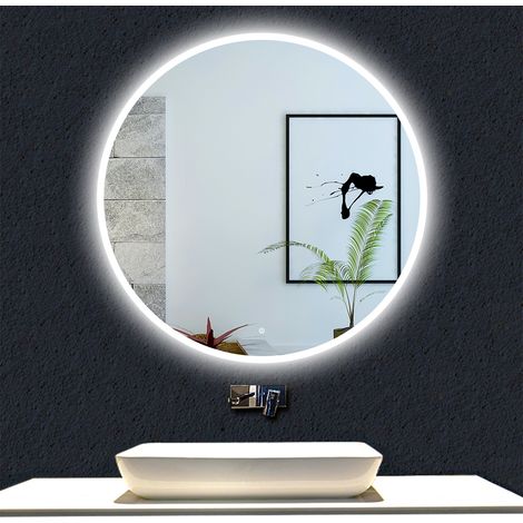 Ocean Sanitaire – Miroir lumineux de salle de bain 120cm rond – Anti-buée – Gradable – Mémoire – Arrêt automatique – IP44 – Verre trempé