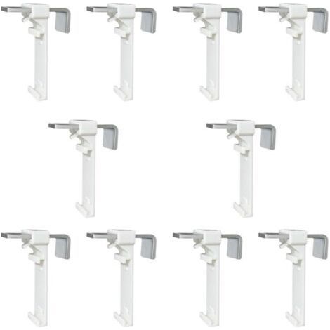 Pack of 10 double roller blind clamp brackets, double roller blind without drilling, clip and stick, as a replacement accessory for attaching to a fixed PVC window (1/4)